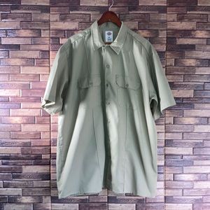 Mens Vintage Khaki Dickies Short Sleeve Button Down Work Shirt
